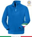 work sweatshirt with short zip made in Italy wholesale blue color with italian flag JR988262.AZ
