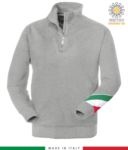 work sweatshirt with short zip made in Italy wholesale Melange Grey color with italian flag JR988261.GRM