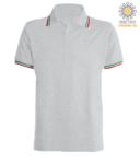 Shortsleeved polo shirt with italian piping on collar and cuffs, in cotton. melange grey colour JR988441.GRM