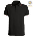 Shortsleeved polo shirt with italian piping on collar and cuffs, in cotton. green colour JR988443.NE