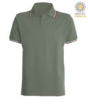 Shortsleeved polo shirt with italian piping on collar and cuffs, in cotton. melange grey colour JR988446.VEM