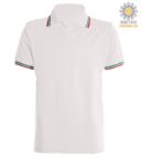 Shortsleeved polo shirt with italian piping on collar and cuffs, in cotton. military green colour JR988445.BI
