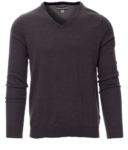 V-neck sweater with ribbed cuffs and waist, color blue  PABUSINESS.GRM