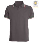 Shortsleeved polo shirt with italian piping on collar and cuffs, in cotton. Blue colour JR988448.GR