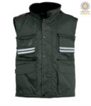 Navy blue multi-pocket work vest with reflective stripes, 100% polyester fabric PAFLIGHT.VE