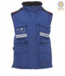 Women multi-pocket vest, plastic zip with metal slider, side vents, color navy blue  PAFLIGHTLADY.AZR