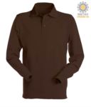 Long sleeved polo shirt 100% combed cotton, color brown AICPU414.MA