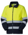 High visibility fleece with double reflective band to the waist, closure with veltre, certified EN 20471. Colour Yellow/blue ROHH139.GI
