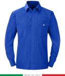 Fireproof shirt, antistatic, long sleeve antacid, chest pocket, Made in Italy, certified EN 1149-5, EN 13034, EN 14116:2008, color navy blue RU801T54.AZ