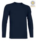 T-Shirt with long sleeves, crew neck, 100% Cotton, colour navy blue X-CTU003.003