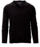 V-neck sweater with ribbed cuffs and waist, color black PABUSINESS.NE