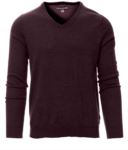 V-neck sweater with ribbed cuffs and waist, color burgundy PABUSINESS.BO