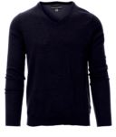 V-neck sweater with ribbed cuffs and waist, color grey PABUSINESS.BLU