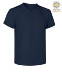 V-neck short-sleeved T-shirt in cotton. Colour royal blue X-CTU006.003
