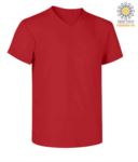 V-neck short-sleeved T-shirt in cotton. Colour red X-CTU006.004