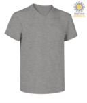 V-neck short-sleeved T-shirt in cotton. Colour melange grey X-CTU006.620