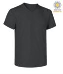 V-neck short-sleeved T-shirt in cotton. Colour melange grey X-CTU006.670