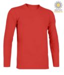 T-Shirt with long sleeves, crew neck, 100% Cotton, colour red X-CTU003.004