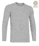 T-Shirt with long sleeves, crew neck, 100% Cotton, colour melange grey X-CTU003.620