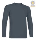 T-Shirt with long sleeves, crew neck, 100% Cotton, colour dark grey X-CTU003.670