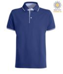 Two tone short sleeved polo shirt, light blue Oxford interior, collar and sleeves with contrasting detailing. melange grey / navy blue colour PACAMBRIDGE.AZRBI