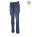 Women jeans trousers with multiple pockets, five pockets and two side pockets, metal zip closure, color dark blue PAHUMMERLADY.AZC