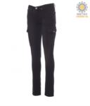 Women jeans trousers with multiple pockets, five pockets and two side pockets, metal zip closure, color dark blue PAHUMMERLADY.NE