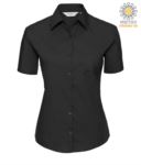 women short sleeved shirt Black 100% cotton X-RJ937F.NE