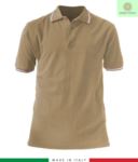 Polo pique tricolor short sleeve, side vents, three buttons in the same color, made in italy, color white X-IT100.KA