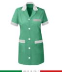 Women short sleeved working shirt green colored TCAL055.VE