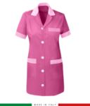 Women short sleeved working shirt fuchsia colored TCAL055.FU