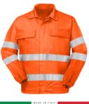 Multipro jacket, elastic cuffs, double reflective band on chest and sleeves, two chest pockets, certified EN 20471, EN 1149-5, EN 13034, UNI EN 531:97, color orange RU315HVT06.AR