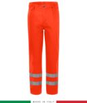 Multipro trousers, welt pockets and two back pockets, double band at hem, Made in Italy, certified EN 20471, EN 11611, EN 1149-5, EN 13034, CEI EN 61482-1-2:2008, EN 11612:2009, colour orange RU401HVT06.AR