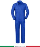 Multipro Coverall , multi-pocket, Made in Italy, elasticated cuffs, elasticated waist, certified EN 11611, EN 1149-5, EN 13034, CEI EN 61482-1-2:2008, EN 11612:2009,royal blue RU710T06.AZ
