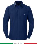 Fireproof shirt, antistatic, long sleeve antacid, chest pocket, Made in Italy, certified EN 1149-5, EN 13034, EN 14116:2008, color navy blue RU801T54.BLU