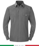 Fireproof shirt, antistatic, long sleeve antacid, chest pocket, Made in Italy, certified EN 1149-5, EN 13034, EN 14116:2008, color navy blue RU801T54.GR