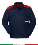 Two-tone multipro jacket, covered button closure, two chest pockets, elasticated cuffs, colour inserts on shoulders and inside collar, Made in Italy, colour navy blue/gold royal  RU315APLT06.BLR