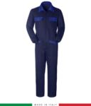 Two-tone ful jumpsuit , shirt collar, central covered zip, elasticated wais. Possibility of personalized production. Made in Italy. Color navy blue/ yellow  RUBICOLOR.TUT.BLAZ