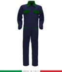 Two-tone ful jumpsuit , shirt collar, central covered zip, elasticated wais. Possibility of personalized production. Made in Italy. Color navy blue/ bottle green RUBICOLOR.TUT.BLVEB