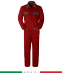 Two-tone ful jumpsuit , shirt collar, central covered zip, elasticated wais. Possibility of personalized production. Made in Italy. Color red/royal blue RUBICOLOR.TUT.ROGR