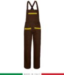 Two tone dungarees. Possibility of personalized production. Made in Italy. Multipockets. Color: brown/bright green RUBICOLOR.SAL.MAG