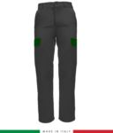 Multi-pocket two-tone work trousers, contrasting profiles, two front pockets, one back pocket, made in Italy, colour grey RUBICOLOR.PAN.GRVEBR