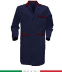 Navy Blue / Royal Blue men shirt with covered buttons 100% cotton massaua sanforizzato RUBICOLOR.CAM.BLR