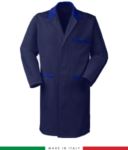 Navy Blue / Royal Blue men shirt with covered buttons 100% cotton massaua sanforizzato RUBICOLOR.CAM.BLAZ