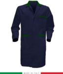 Navy Blue / Royal Blue men shirt with covered buttons 100% cotton massaua sanforizzato RUBICOLOR.CAM.BLVEB