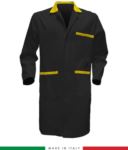 men long sleeved shirt 100% cotton for professional use black/yellow RUBICOLOR.CAM.NEG