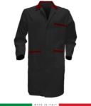 men long sleeved shirt 100% cotton for professional use black/red RUBICOLOR.CAM.NER