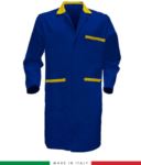 men work gown  Royal Blue / Yellow 100% cotton RUBICOLOR.CAM.AZG