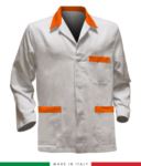 white work jacket with grey inserts, polyester fabric and cotton RUBICOLOR.GIA.BIA