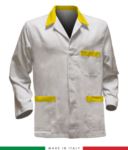 white work jacket with yellow inserts, polyester fabric and cotton RUBICOLOR.GIA.BIG
